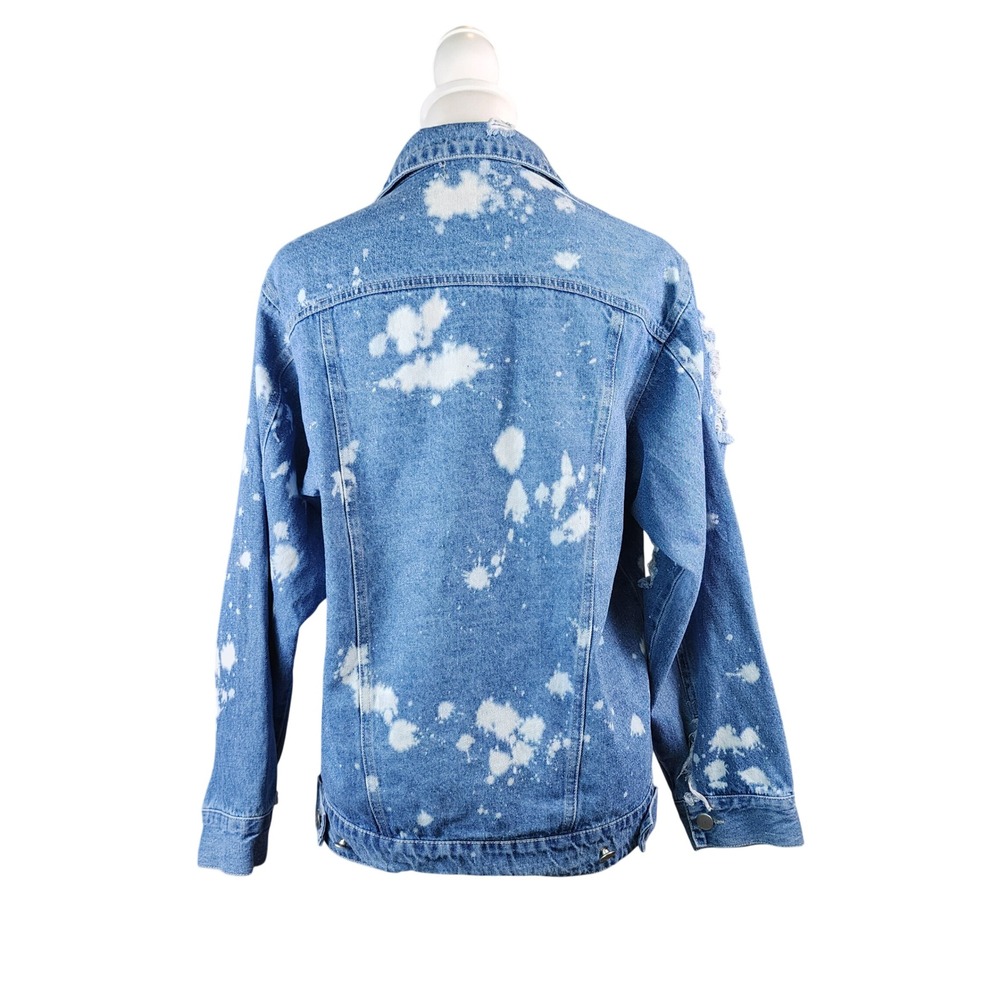 Akira Chicago Denim Jacket Womens Small Blue Bleached Distressed Grunge casual - Picture 2 of 15